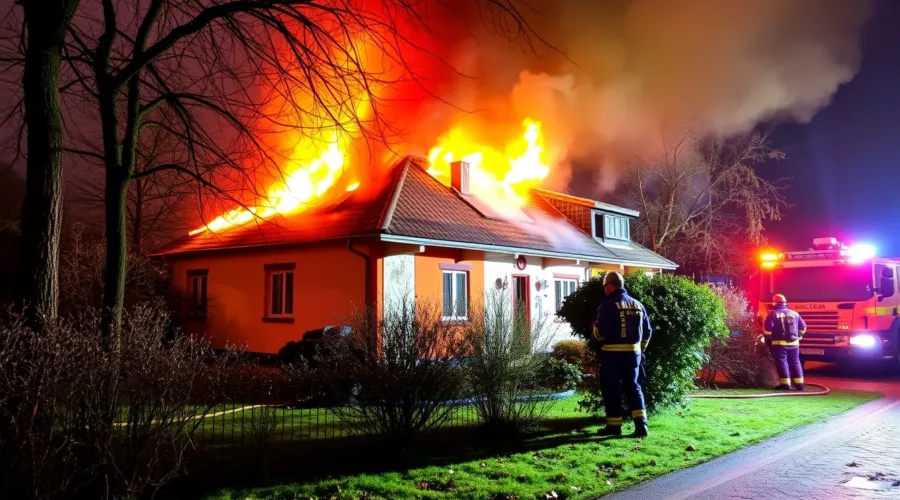 Brand eines Zweifamilienhauses in Arnstadt: Einsatzkräfte retten Bewohner